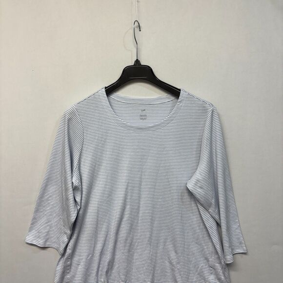 J. Jill 3/4 Sleeve Scoop Neck Tee T-Shirt Top 2X Stripes Pima Cotton C026 -30 - Picture 10 of 15